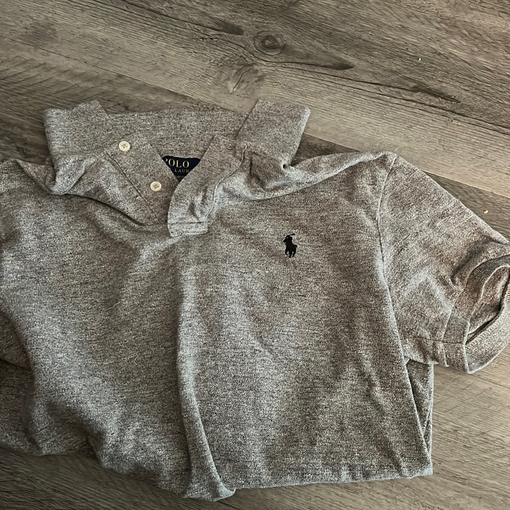 Boys Polo Sz L Gray SS